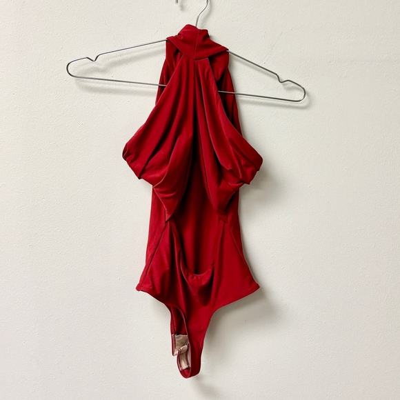 ALIX NYC Bentley Sleeveless Open Back Turtleneck Bodysuit Red Women's Size XS - Picture 2 of 4